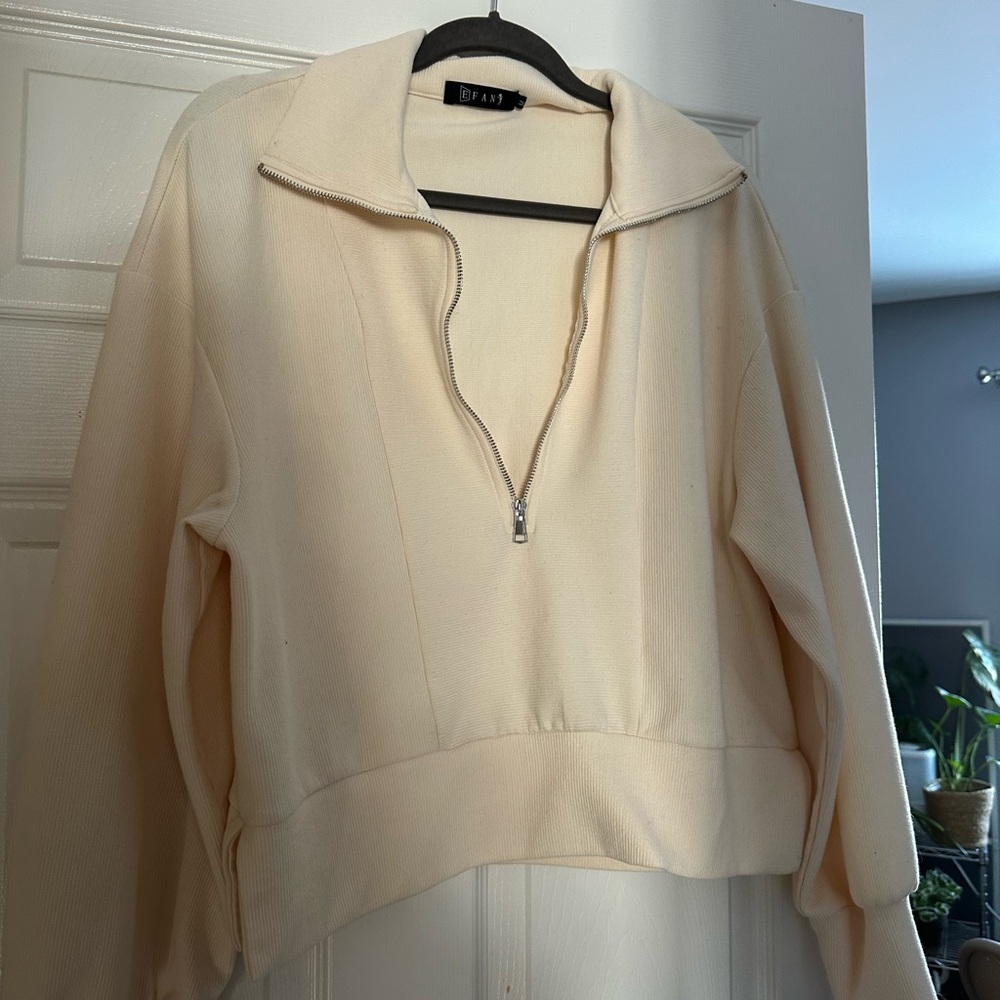 Cream Quarter-Zip Pullover